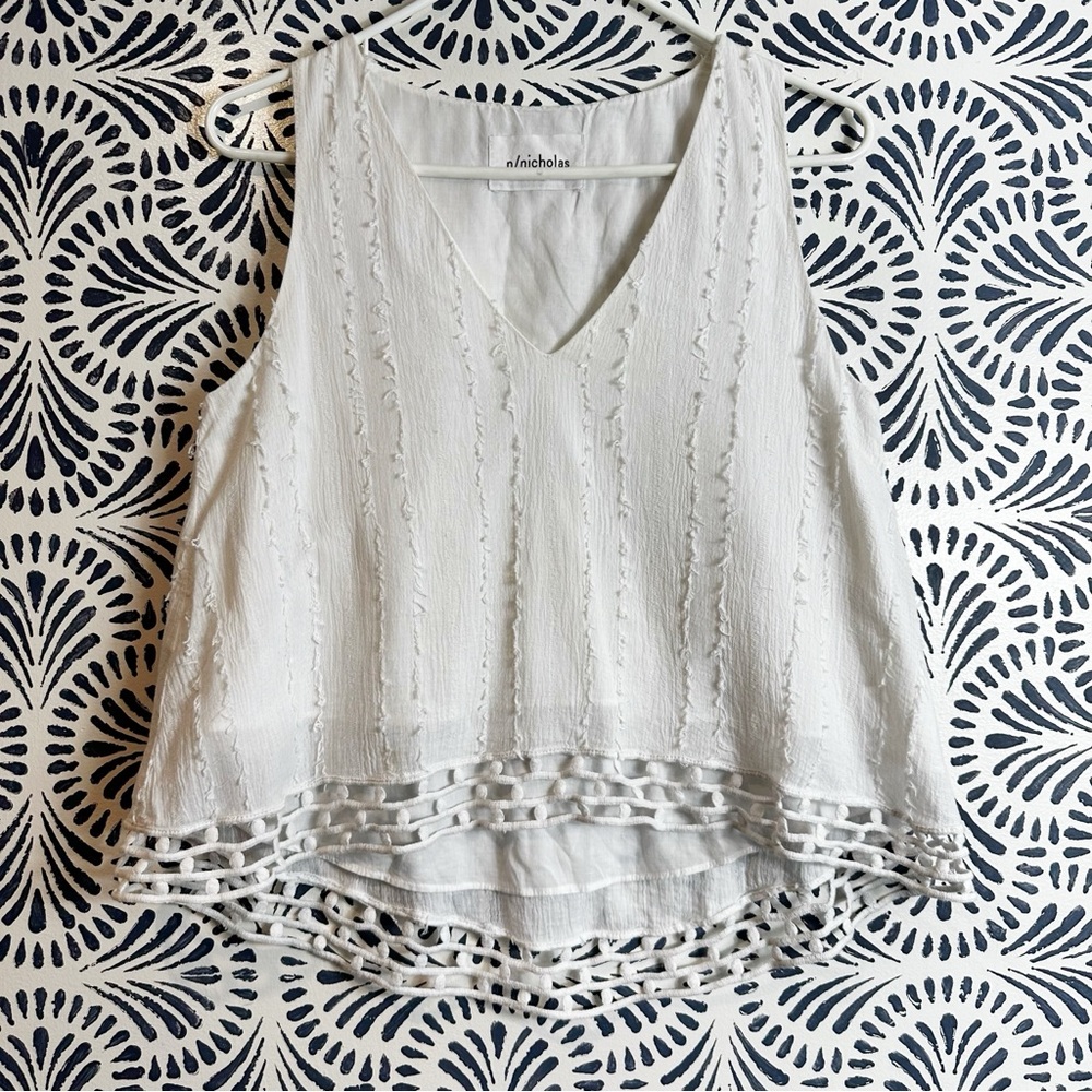 Nicholas Delicate Cotton Boho V Neck Tank Top